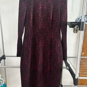 Maggy London Red Long Sleeve Sheath Cocktail Dress